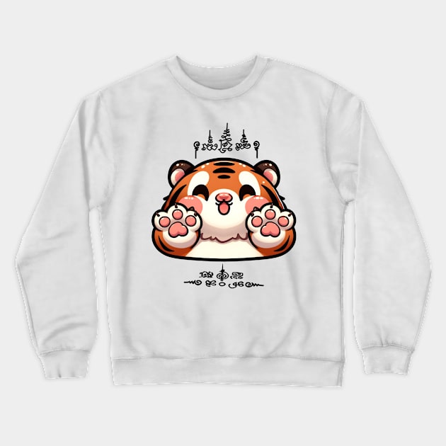 Thai Tattoo Parody "Sak Yant Tiger" Crewneck Sweatshirt by Rawlifegraphic